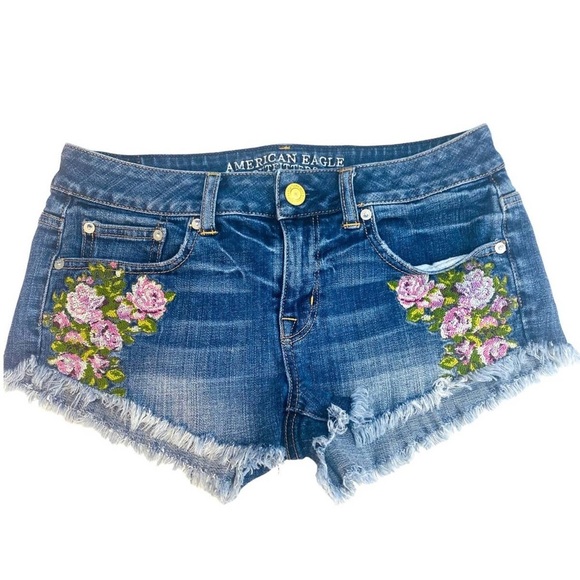 American Eagle Outfitters Pants - American eagle floral denim shortie shorts